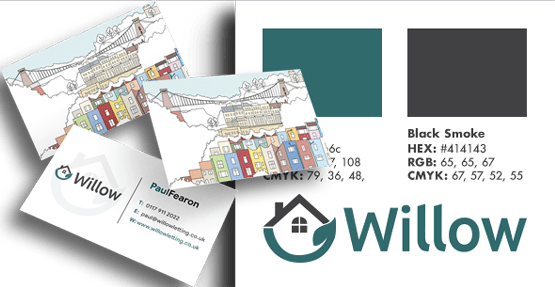 Branding Services - Willow Letting Willow Letting business card artwork and logo colour codes