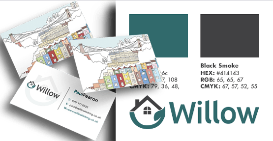 Willow Letting business card artwork and logo colour codes