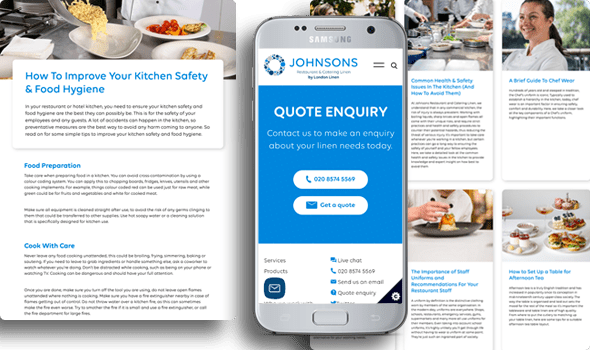 Content writing - Words that influence sales Blog writing for Johnsons Stalbridge Linen Services